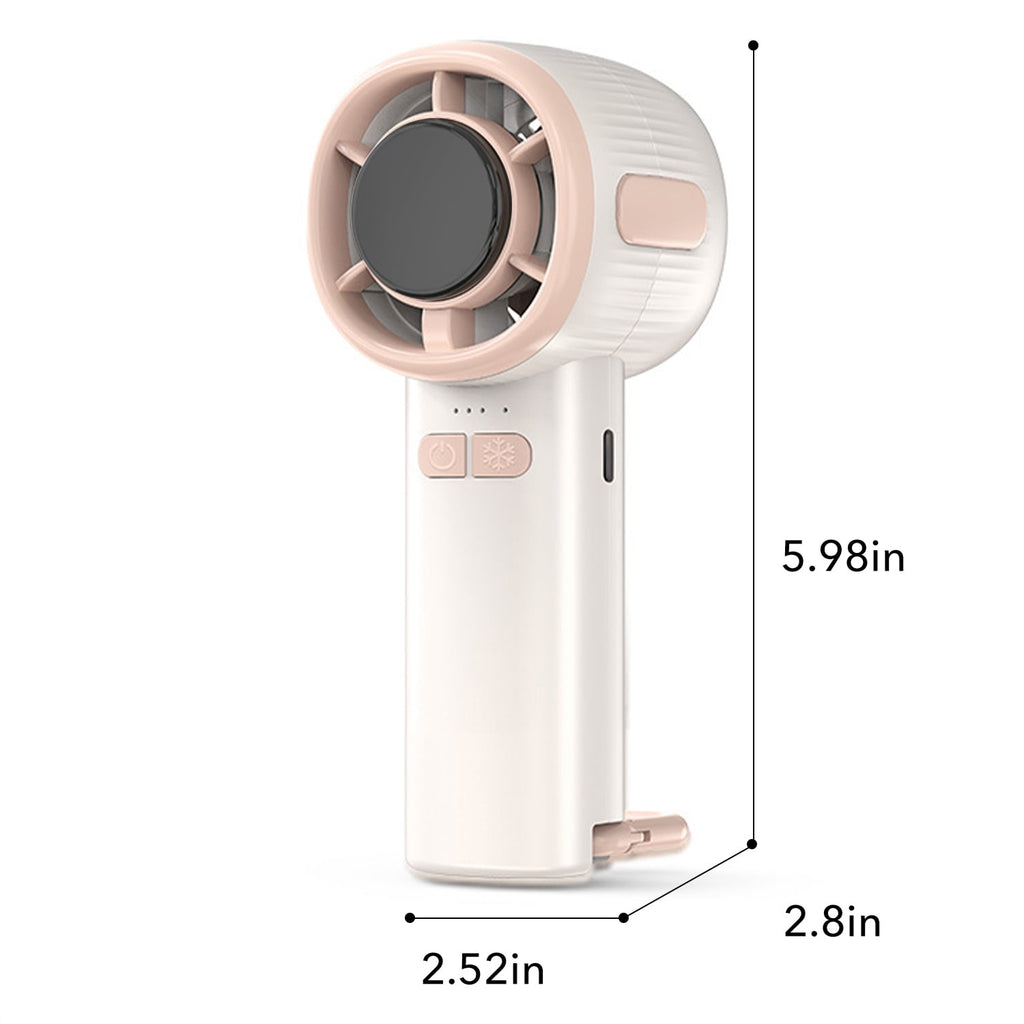 Mini Handheld Fan, Four Speeds Adjustable USB Rechargeable Fan, Portable Fan with Hook & Digital Display, Gifts for Makeup Stylish Girl Women Men Indoor/Outdoor Travel, White