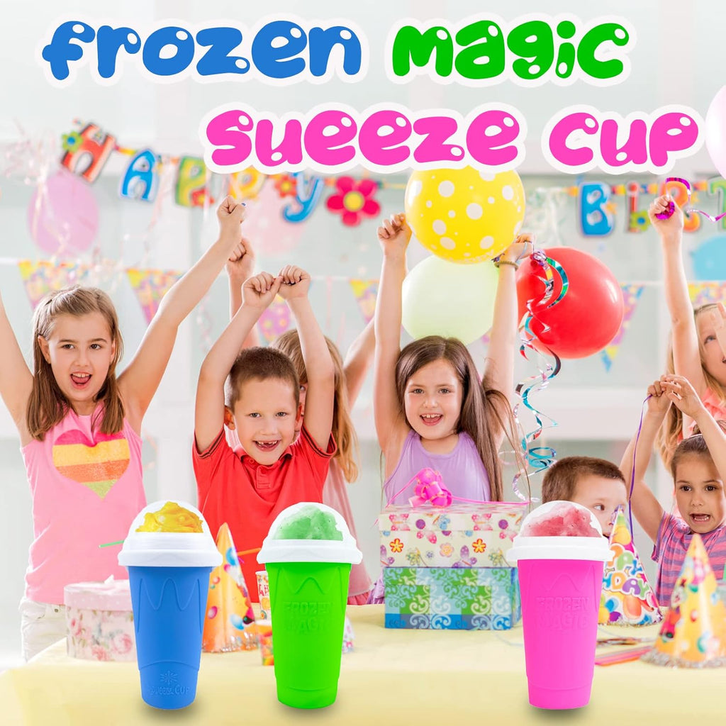 Magic Slushy Maker Squeeze Cup Slushie Maker, Homemade Milk Shake Maker Cooling Cup Squee DIY It for Everyone (Blue)