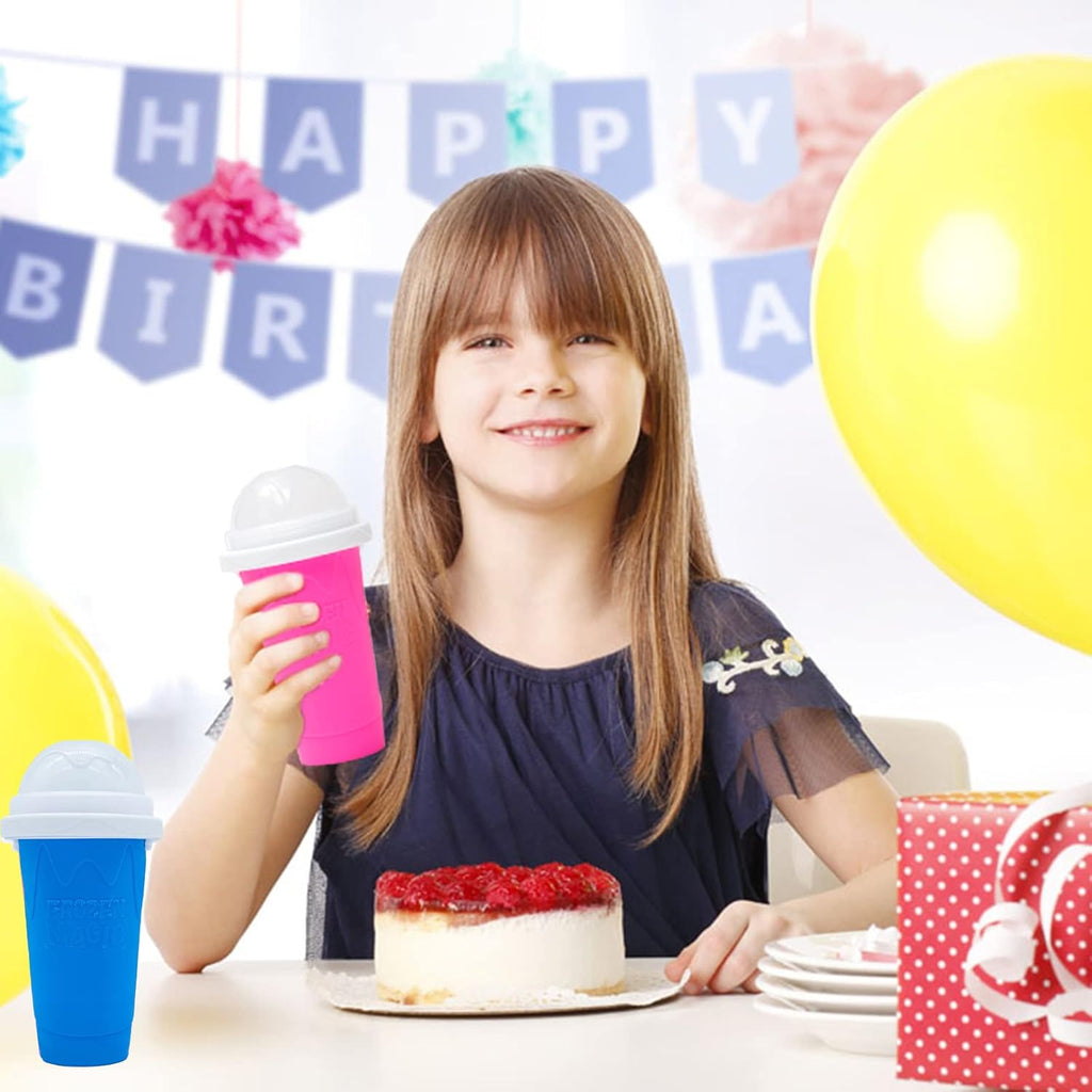 Magic Slushy Maker Squeeze Cup Slushie Maker, Homemade Milk Shake Maker Cooling Cup Squee DIY It for Everyone (Blue)